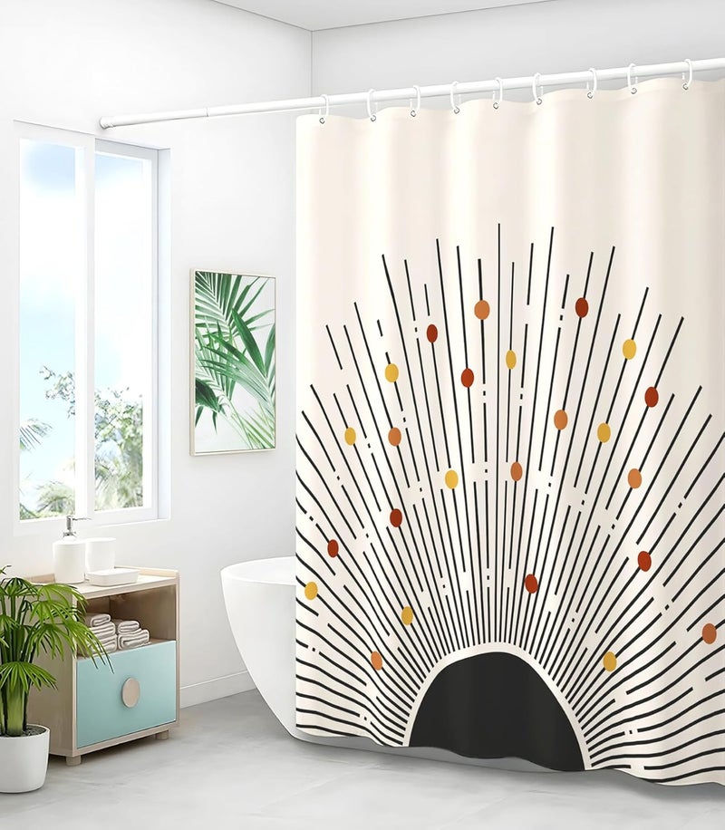 Stanoha Shower Curtain for Bathroom Stall Boho Modern Cute Aesthetic Decorative Girly Waterproof Unique Art Sun Elegant Girls Chic Print Design Teen Pretty Women Cortinas de Baño Bathtub 72 x72 Inch - Image 4